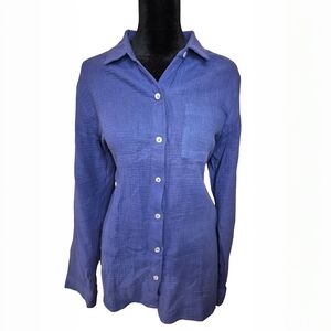 Jessica Simpson Blue Gauze Button Down Shirt | Lightweight | Size M
